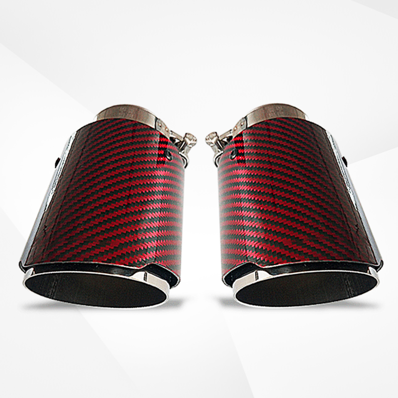 4" Red Carbon Fiber Exhaust Tip – Universal Fit, 3.5″–4.5″ Size Options | Modified Car Upgrade