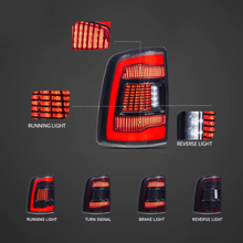 Load image into Gallery viewer, 2009–2018 Dodge Ram 1500/2500/3500 LED Tail Lights with Start-up Animation, Sequential Turn Signal, Smoked Lens (Pair)