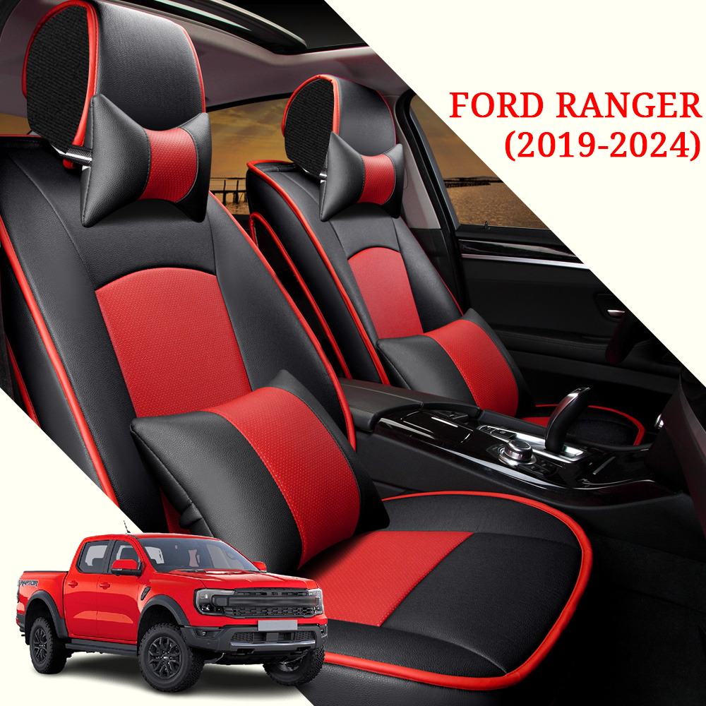 Custom Fit Leather Seat Covers for Ford Ranger (2019–2024) – Full Set by Amancarport