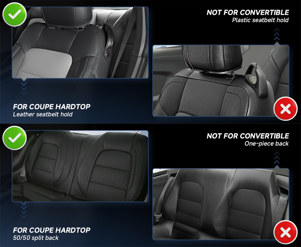 Custom Leather Seat Covers for Ford Mustang Coupe (2015–2025) – Full Set, Sporty Fit