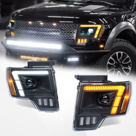 For Ford Raptor F-150 LED Projector Headlights 2009–2014 Sequential Turn Signal Plug and Play Front Lamp Assembly
