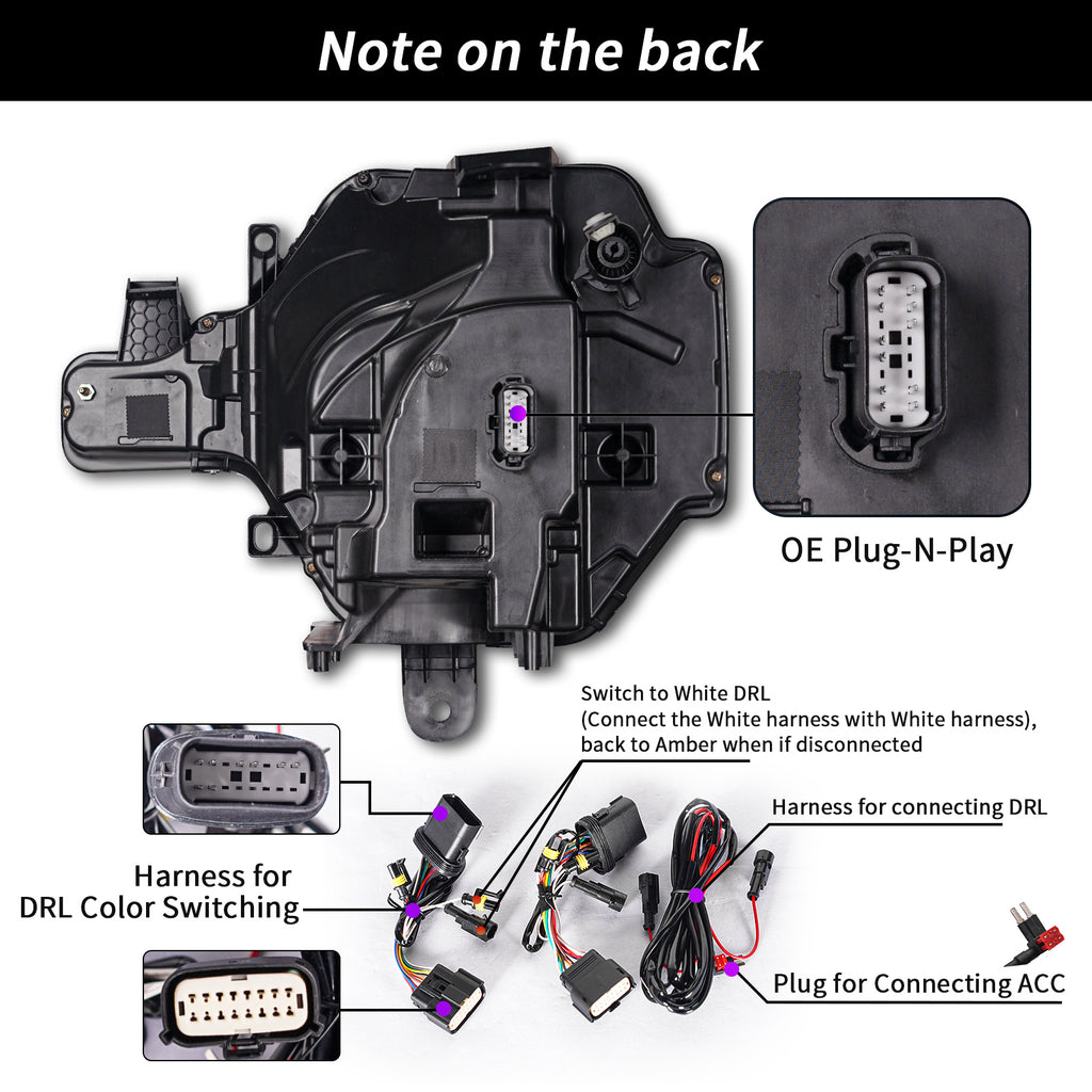 For Ford Bronco LED Projector Headlights 2021–2025 Fits All Trim Levels and Raptor 2/4 Door Pair
