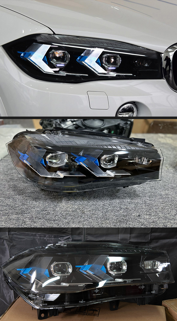 LED Headlights For BMW X5 F15 2014-2018 Double Lens Arrow Style Assembly Pair