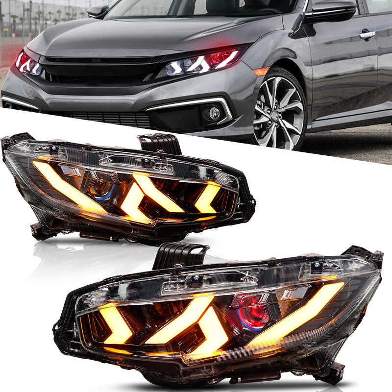 Demon Eye LED Headlights for 2016-2021 Honda Civic 10th Gen Projector Front Lamp Assembly (Pair)