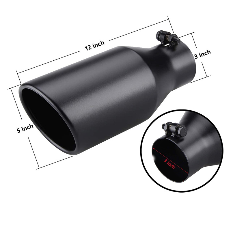 Black Stainless Steel Angled Exhaust Tip for Diesel Truck – 4" Inlet 5" Outlet
