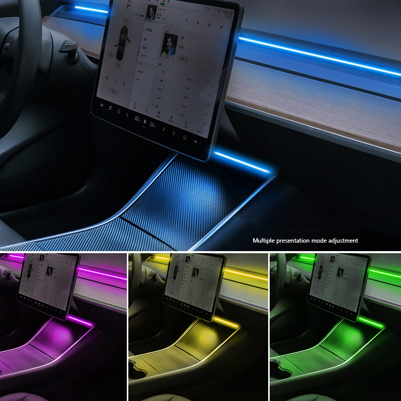 Applicable To Tesla 2017-2024 Model 3/Y Center Console Colorful Atmosphere Light LED Strip
