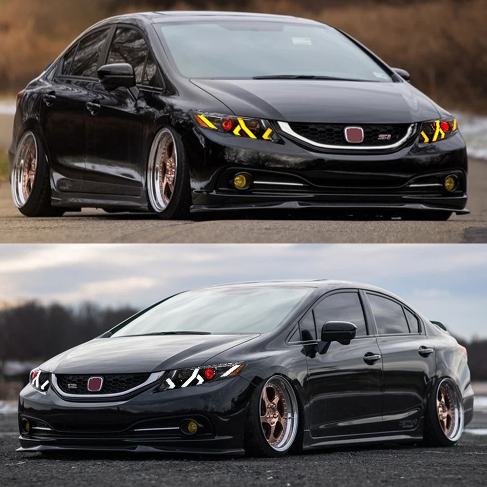 Demon Eye LED Headlights for 2012-2015 Honda Civic 9th Gen Projector Front Lamp Assembly (Pair)