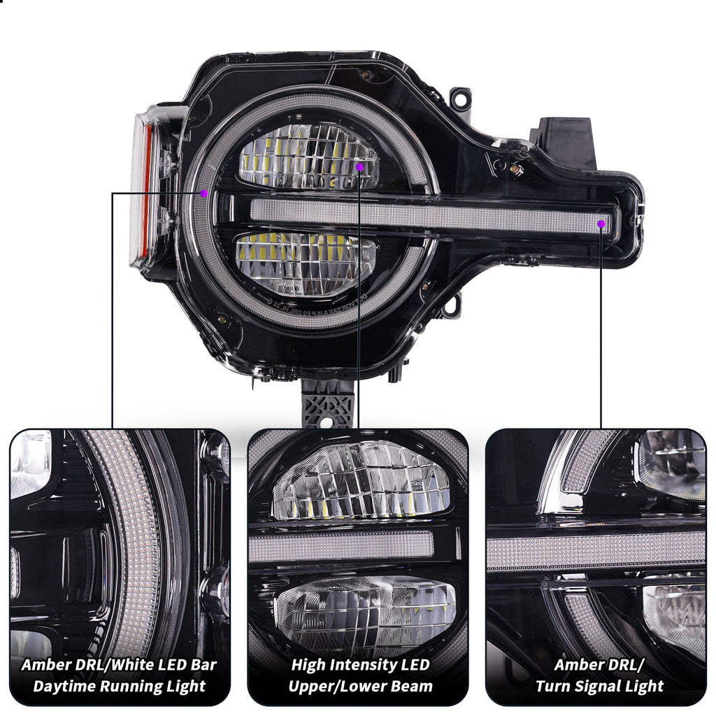 For Ford Bronco LED Projector Headlights 2021–2025 Fits All Trim Levels and Raptor 2/4 Door Pair