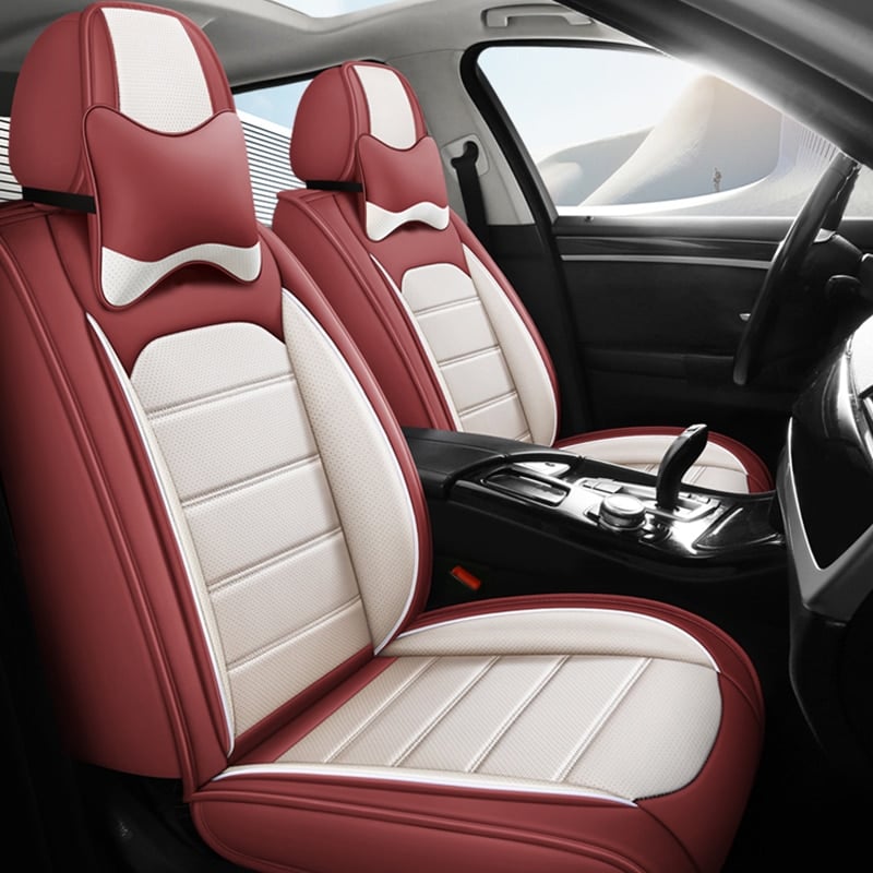 Universal Waterproof Leather Car Seat Covers Full Set, Front and Rear Seat Protection, Car Accessories.