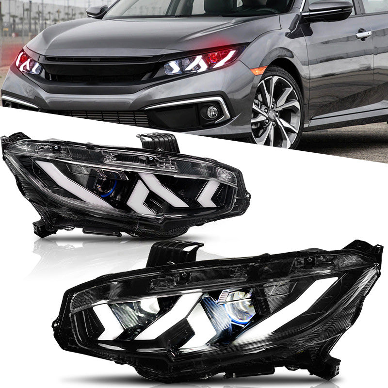 Demon Eye LED Headlights for 2016-2021 Honda Civic 10th Gen Projector Front Lamp Assembly (Pair)