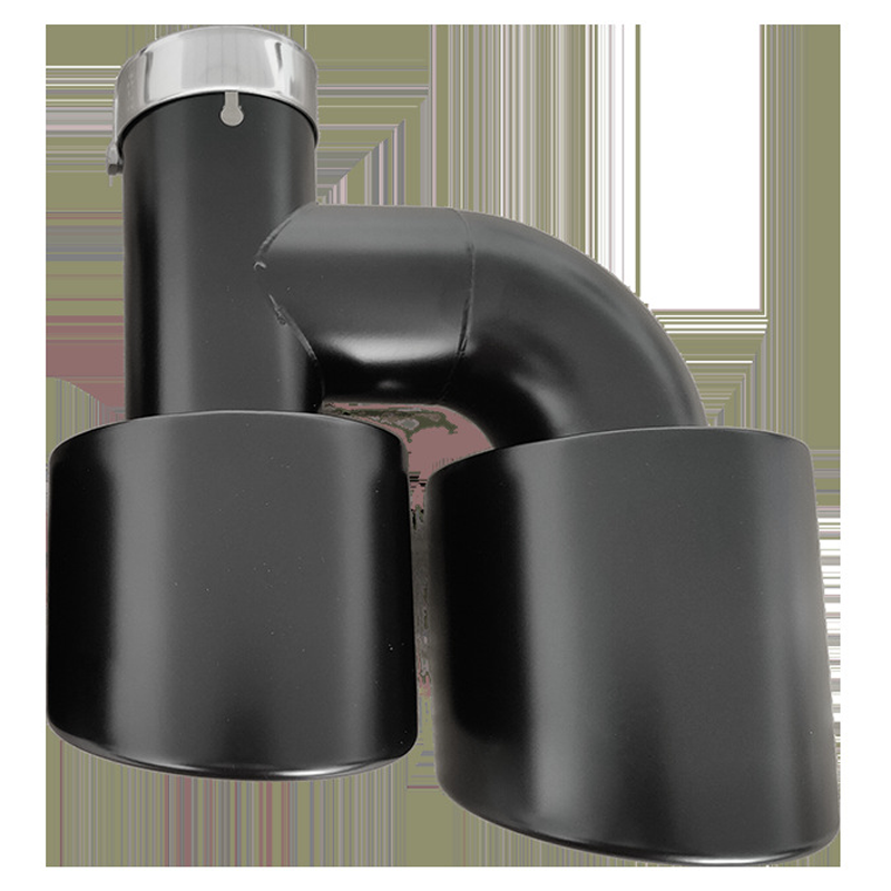 Dual Outlet Matte Black Stainless Steel Exhaust Tip with Honeycomb Design