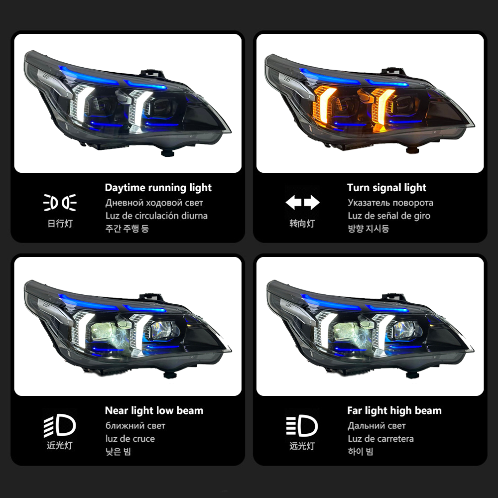 Headlights for BMW 5 Series E60 (2003–2010), Snake Eye Projector Lens Modified Headlamp Assembly