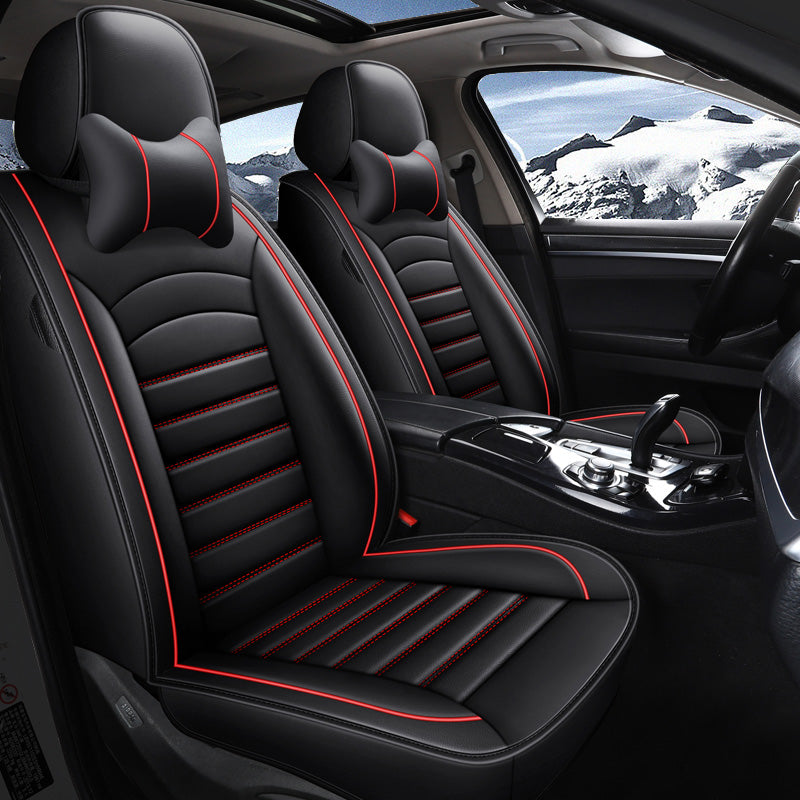 Amancarport Universal Leather Car Seat Covers – 5-Seat Full Set, Waterproof & Luxurious Fit for Most Vehicles