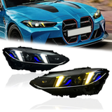 Snake Eyes Style Headlights for BMW 4 Series G22 G23 G26 G8x M3 M4 (2021 - Present) Assembly Upgrade, Amber DRL