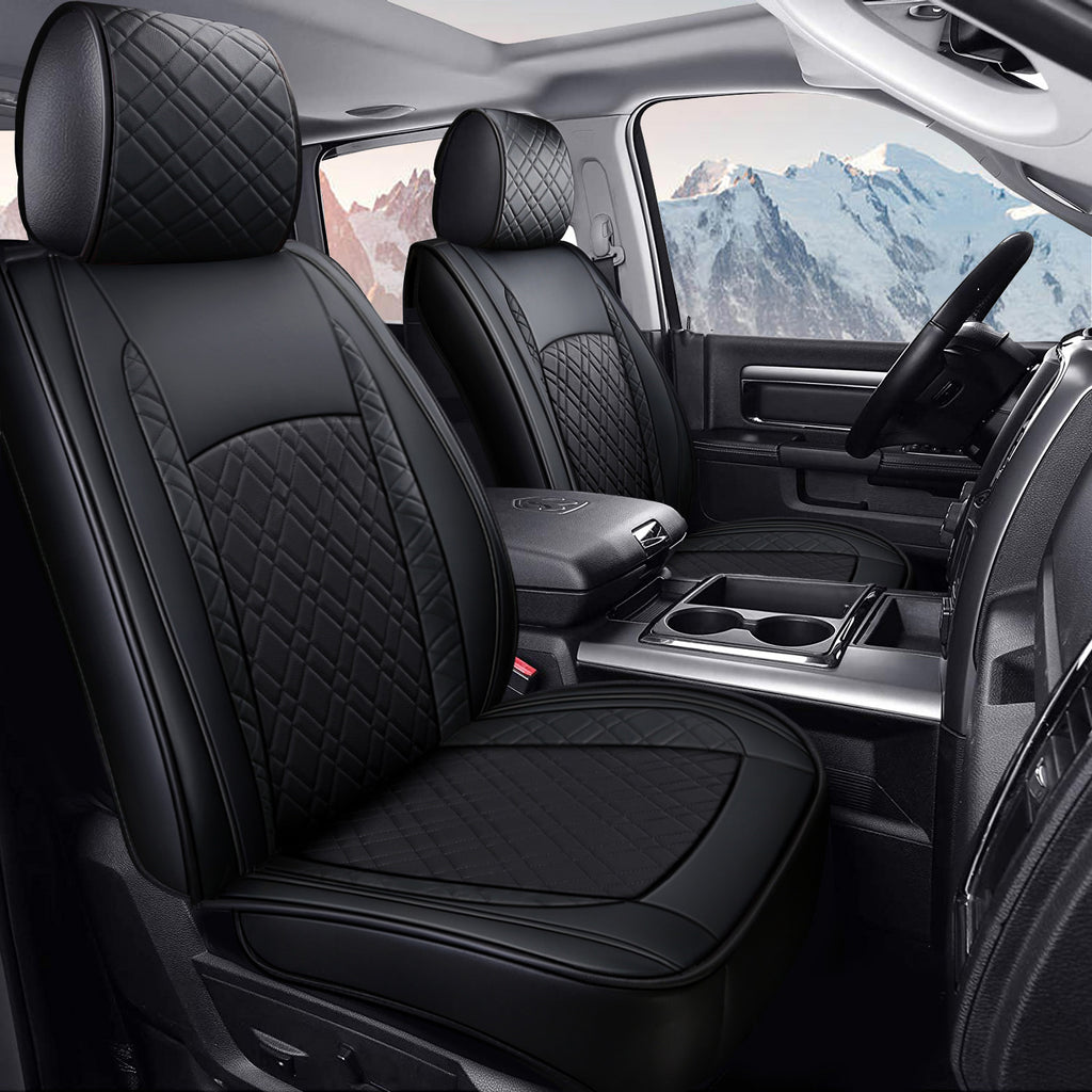 Leather Car Seat Covers Full Set For Chevy Silverado And GMC Sierra Pickup, Custom Fit 1500, 2500HD, 3500HD(2007-2025)