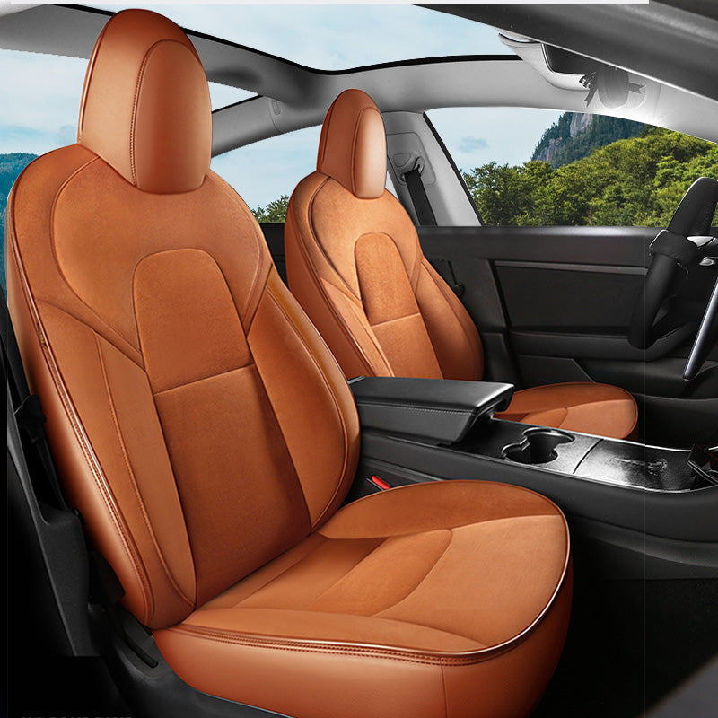 Custom Alcantara Leather Seat Cover For Tesla Model 3/Highland/Y/Juniper (2016-2025) - Full Set