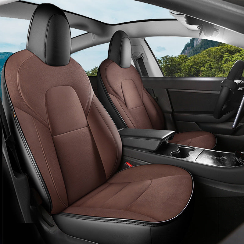 Custom Alcantara Leather Seat Cover For Tesla Model 3/Highland/Y/Juniper (2016-2025) - Full Set