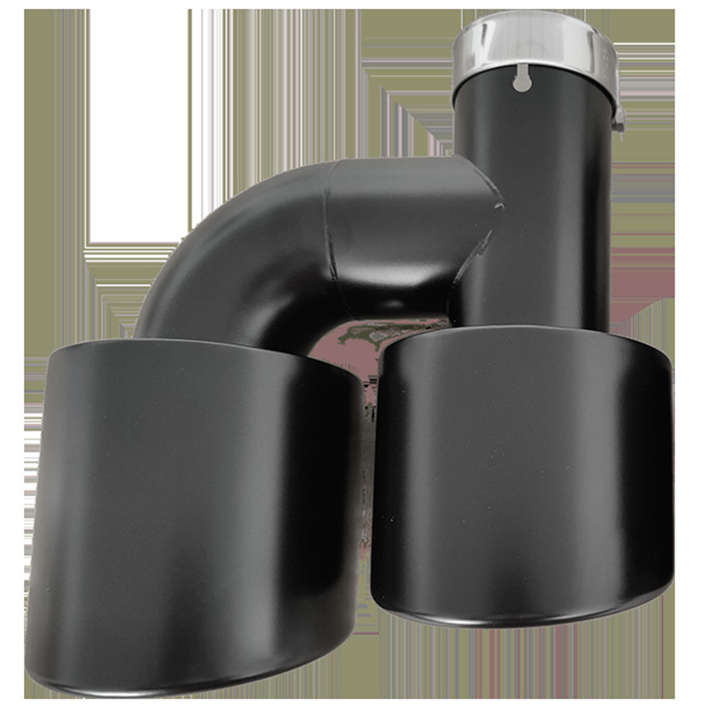 Dual Outlet Matte Black Stainless Steel Exhaust Tip with Honeycomb Design