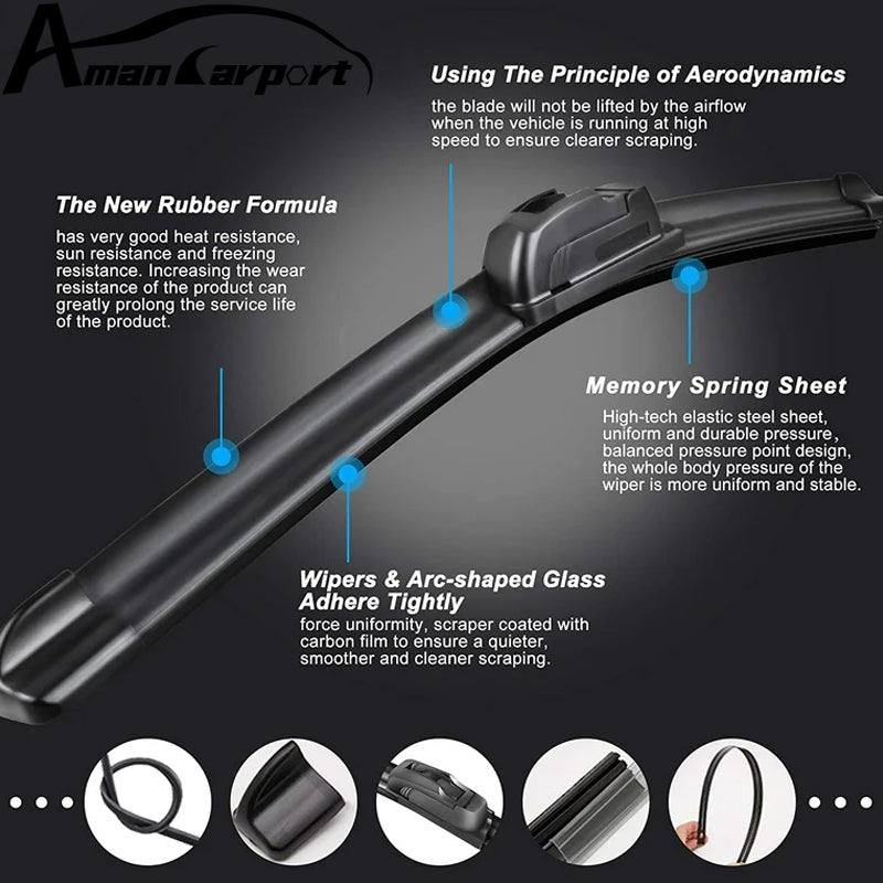 Wiper Blades (2-Pack) - Exact Fit for Honda CR-V, Accord, Civic, HR-V, Pilot - All-Season with Clip Adapter