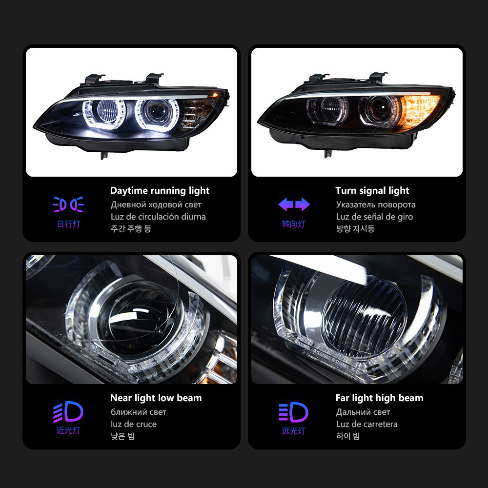 LED DTM Halo Headlights for BMW E92/E93 3 Series 2007–2010 328i 330i 335i M3 Coupe