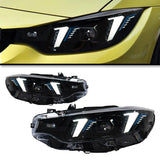 LED Headlights for BMW 4 Series F32 F82 F36 (2013-2020) – Snake Eyes Style, Projector Lens with Yellow DRL