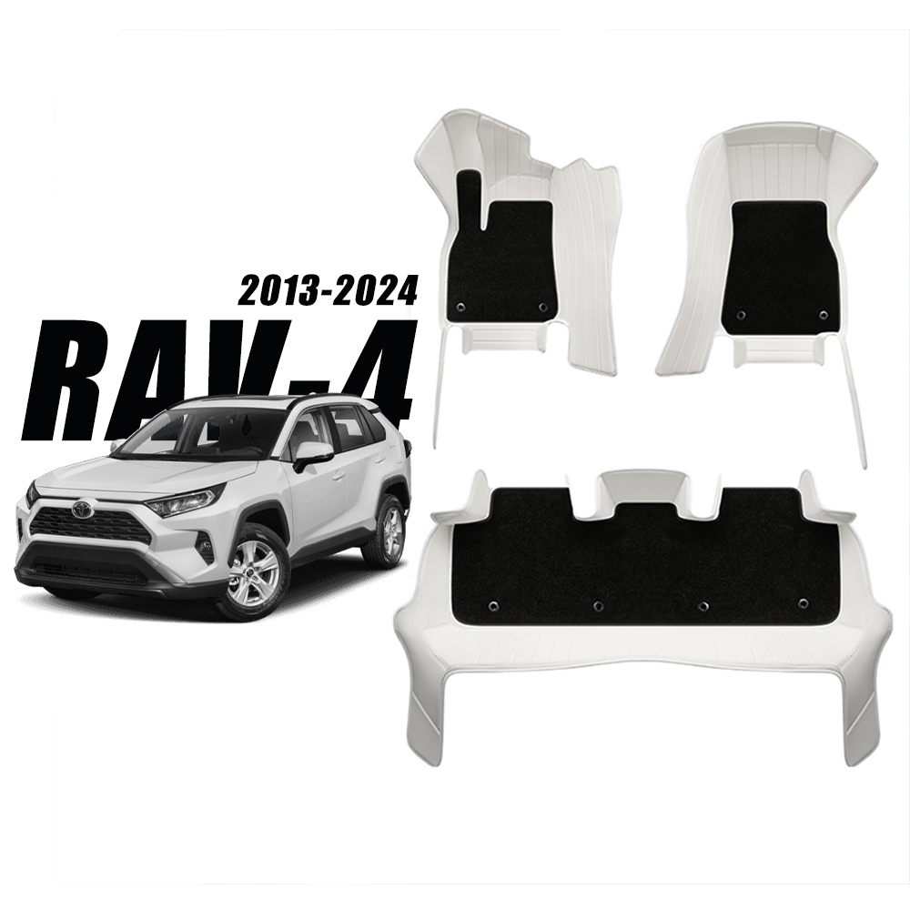 Custom for Toyota RAV4(2013-2024) Leather Floor Mat Fully Surrounded By All-Weather Floor Mat