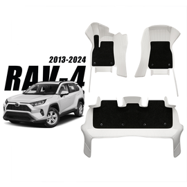 Custom for Toyota RAV4(2013-2024) Leather Floor Mat Fully Surrounded By All-Weather Floor Mat