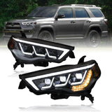 2014–2024 Toyota 4Runner LED Triple Headlights Assembly with Sequential Turn Signals & Start-up Animation (Pair)