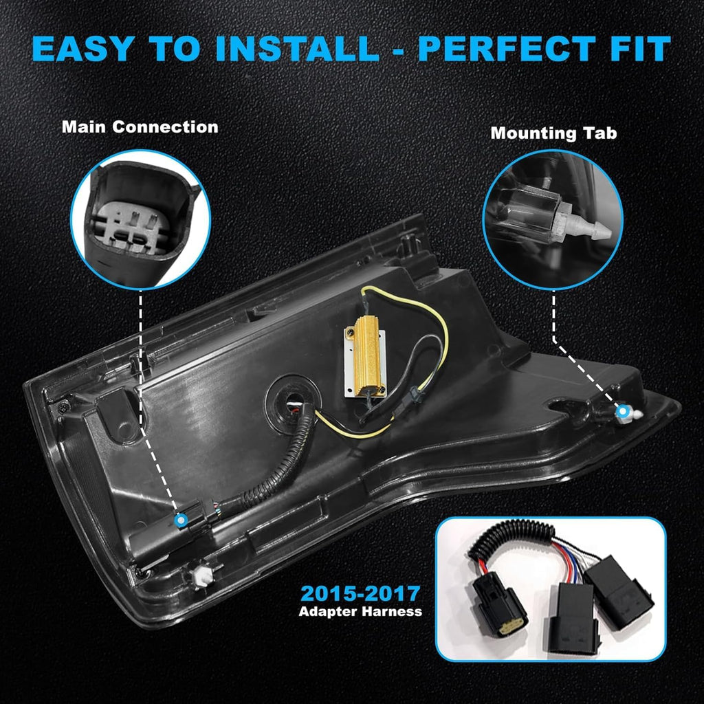 2015–2020 Ford F-150 LED Tail Lights with Starting Animation, Smoked Lens, DOT Approved (Pair)