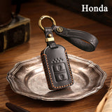 Genuine Leather Key Fob Cover for Honda Civic, Accord, Pilot, CR-V, HR-V, Insight, Odyssey