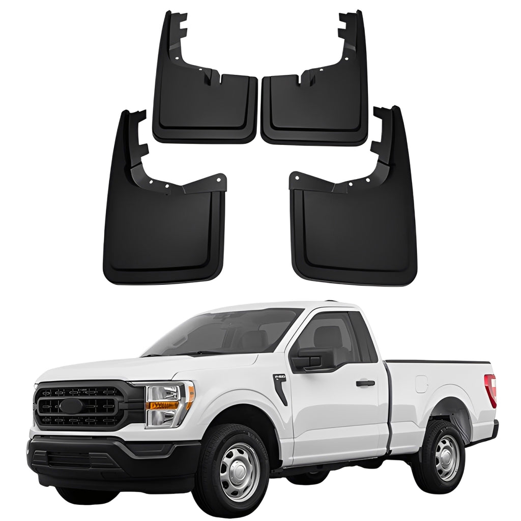 Amancarport® No-Drill Mud Flaps for Ford F-150 2021–2025 Custom Fit All-Weather Front & Rear Splash Guards (4PCS)
