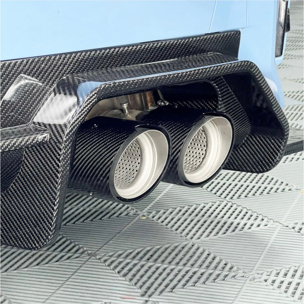 Carbon Fiber Tailpipe With Net Exhaust Tips For BMW X3M X4M M2 M3 M4 - F97 F98 G87 G80 G82 G83