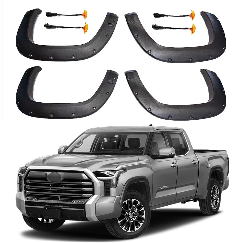 Fender Flares 4PCS Front & Rear Wheel Arch for 2007–2026 Toyota Tundra – Pocket-Riveted Matte Black
