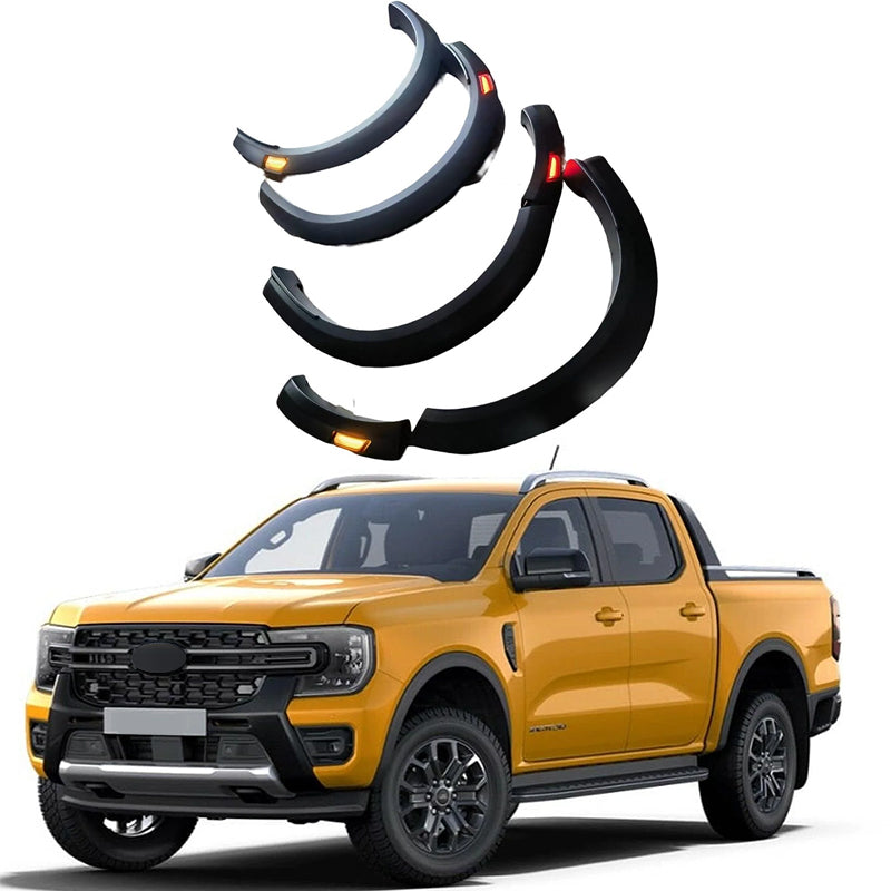 Matte Black LED Fender Flares for 2015–2025 Ford Ranger T7/T8/T9 – Front & Rear Wheel Arch Kit