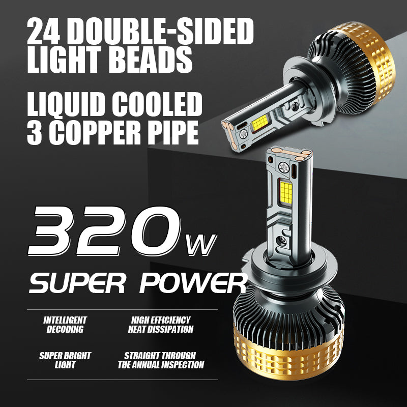 Ultra-Bright LED Headlight Bulbs, H11/H4/9005 (HB3)/9006 (HB4) Compatible, 320W 128600 LM 6000K (2-Pack)