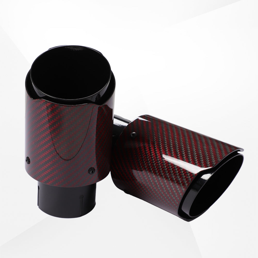 4" Red Carbon Fiber Exhaust Tip – Universal Fit, 3.5″–4.5″ Size Options | Modified Car Upgrade