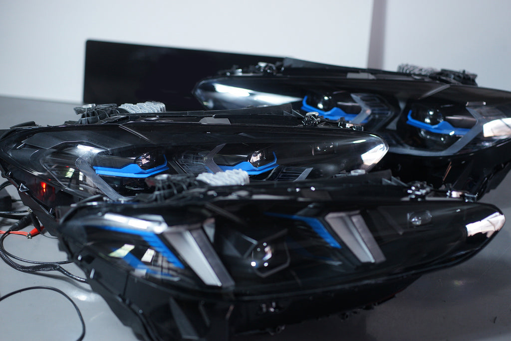 Snake Eyes Style Headlights for BMW 4 Series G22 G23 G26 G8x M3 M4 (2021 - Present) Assembly Upgrade, Amber DRL