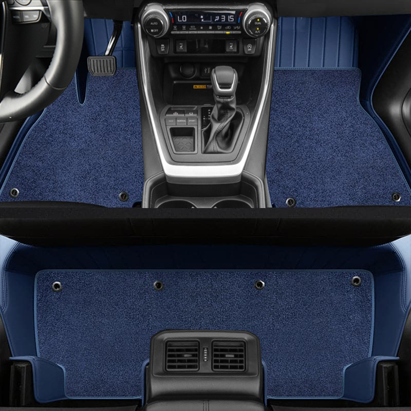 Custom for Toyota RAV4(2013-2024) Leather Floor Mat Fully Surrounded By All-Weather Floor Mat