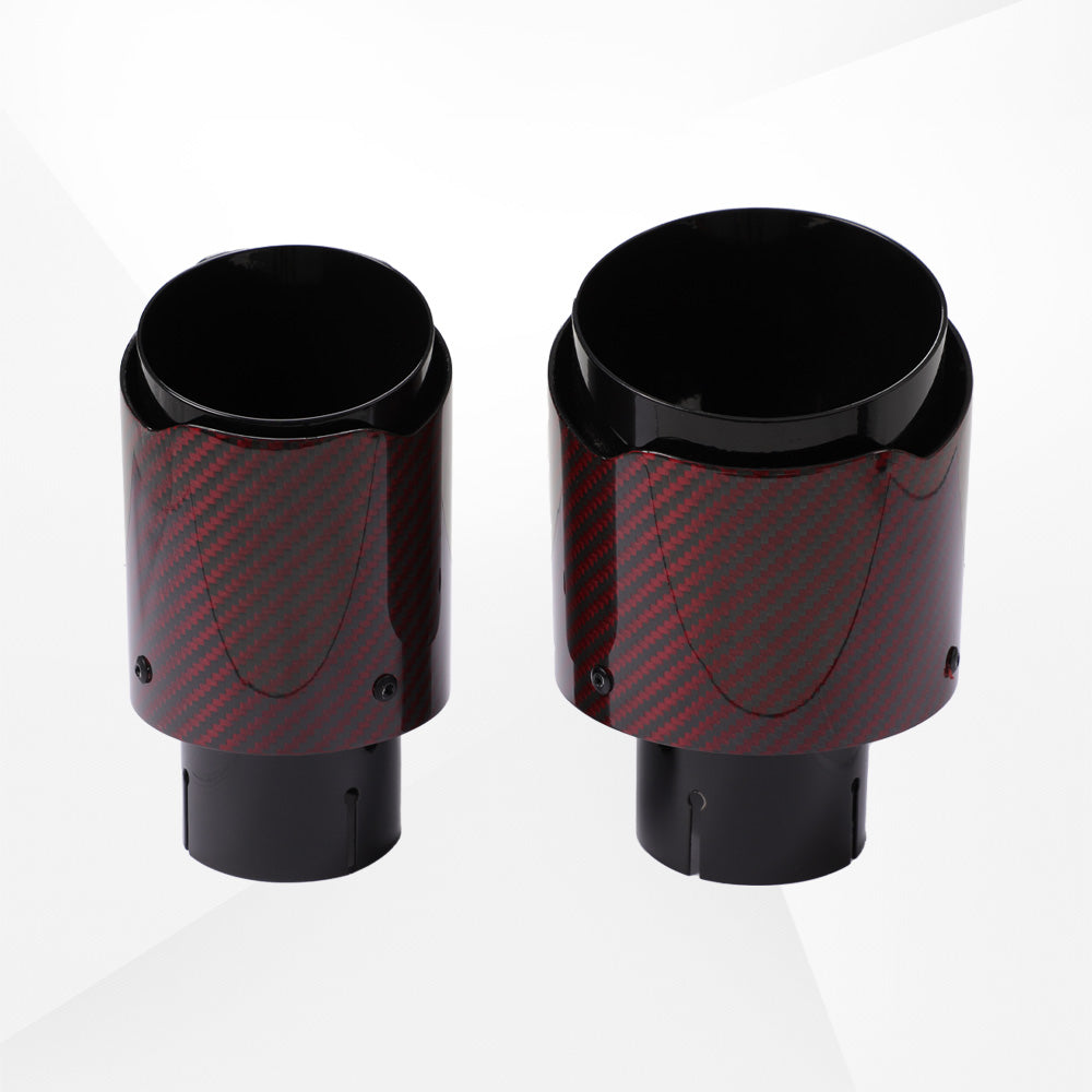 4" Red Carbon Fiber Exhaust Tip – Universal Fit, 3.5″–4.5″ Size Options | Modified Car Upgrade
