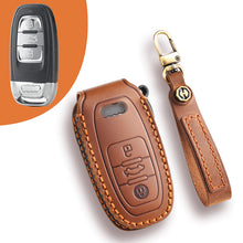 Load image into Gallery viewer, For Audi Key Fob Cover Genuine Leather,Leather Key Case Protector Compatible Audi A4 Q7 Q5 TT A3 A6 SQ5 R8 S5 Smart Key