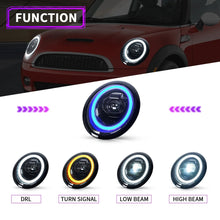 Load image into Gallery viewer, Compatible LED Projector Headlights for Mini Cooper R50 R52 R53 2001–2007 with Sequential Turn Signals and Dynamic DRL