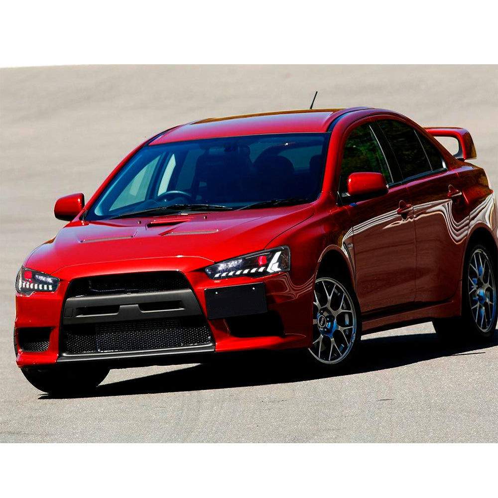 Mitsubishi Lancer EVO X 2008–2024 LED Headlights Assembly, RGB DRL, Sequential Turn Signals, Plug & Play