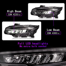 Load image into Gallery viewer, LED Headlights for 2016–2021 Honda Civic 10th Gen Sedan/Coupe/Hatchback – Sequential Turn Signal, Full LED Assembly, Fits EX/LX/Sport/Touring/Si/Type R