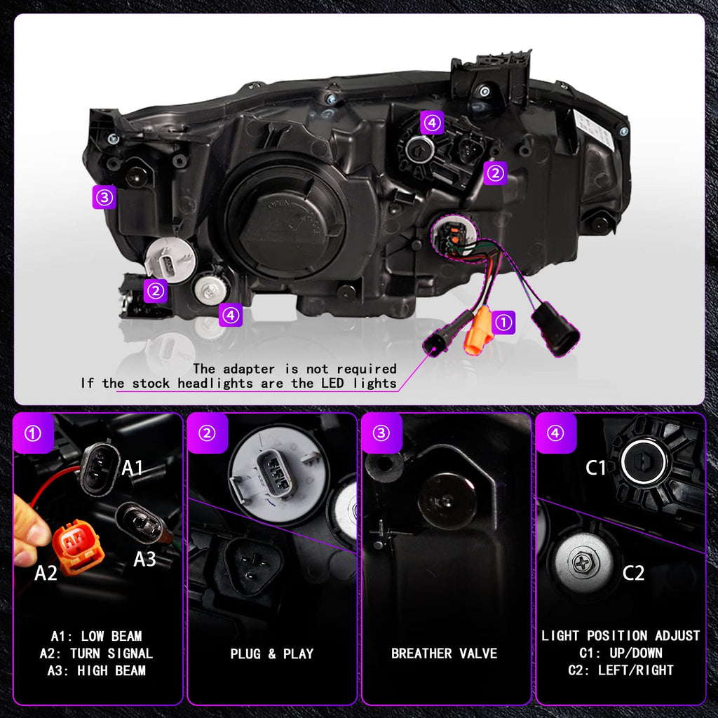 LED Headlights for 2016–2021 Honda Civic 10th Gen Sedan/Coupe/Hatchback – Sequential Turn Signal, Full LED Assembly, Fits EX/LX/Sport/Touring/Si/Type R