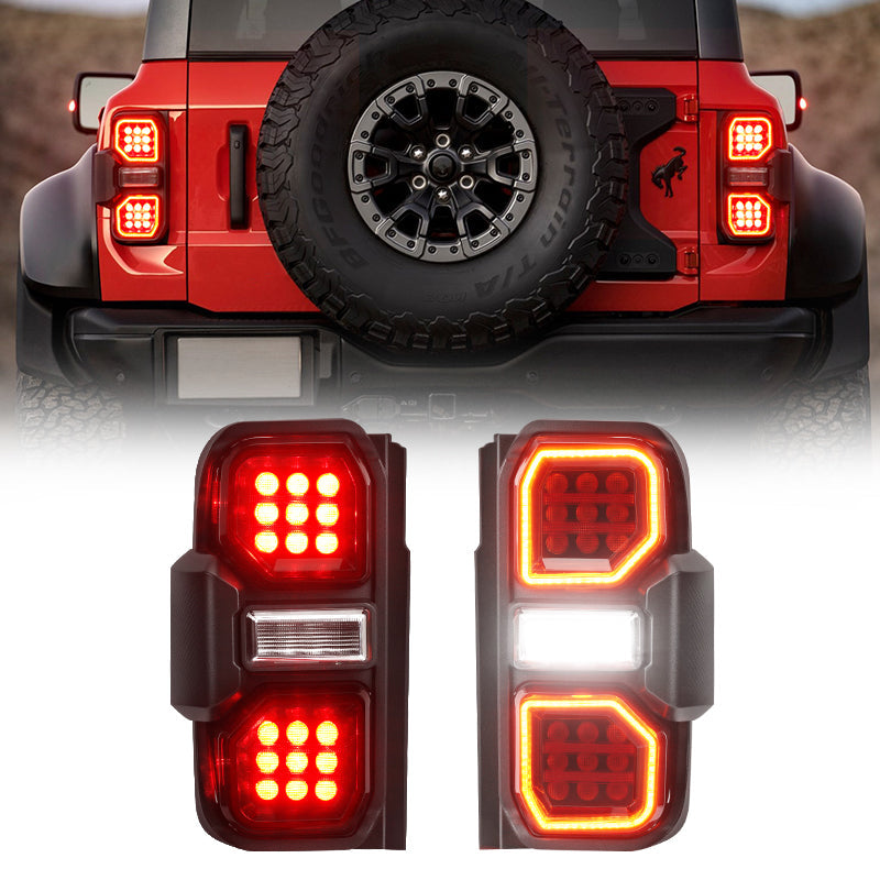 2021–2025 Ford Bronco 2/4-Door Raptor Style LED/ OLED Tail Lights with Starting Animation (Excludes Raptor & Sport)