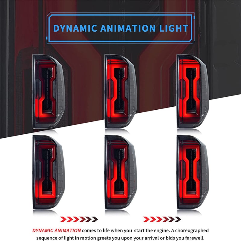 2014–2020 Toyota Tundra LED Tail Lights with Sequential Turn Signal, Smoked Lens, Start-up Animation (Pair)
