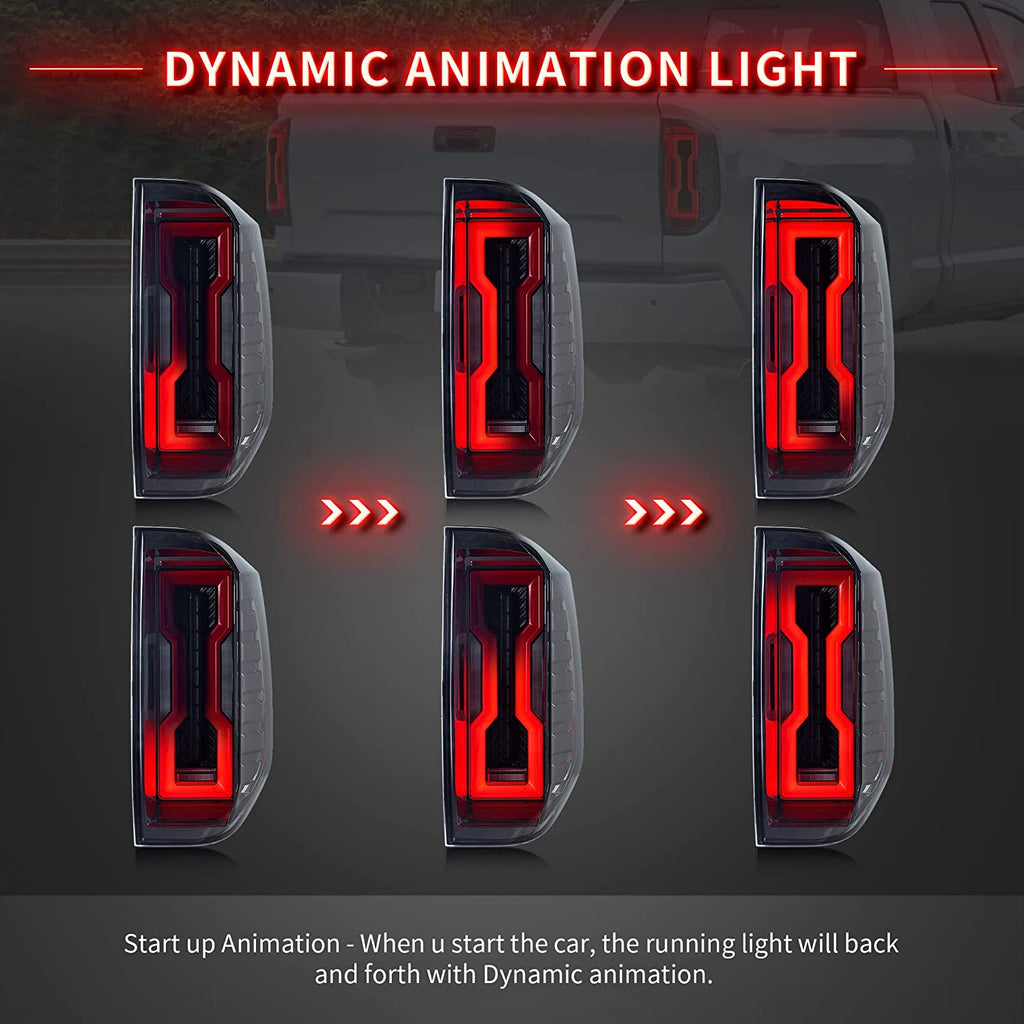 2014–2020 Toyota Tundra LED Tail Lights with Sequential Turn Signal, Smoked Lens, Start-up Animation (Pair)
