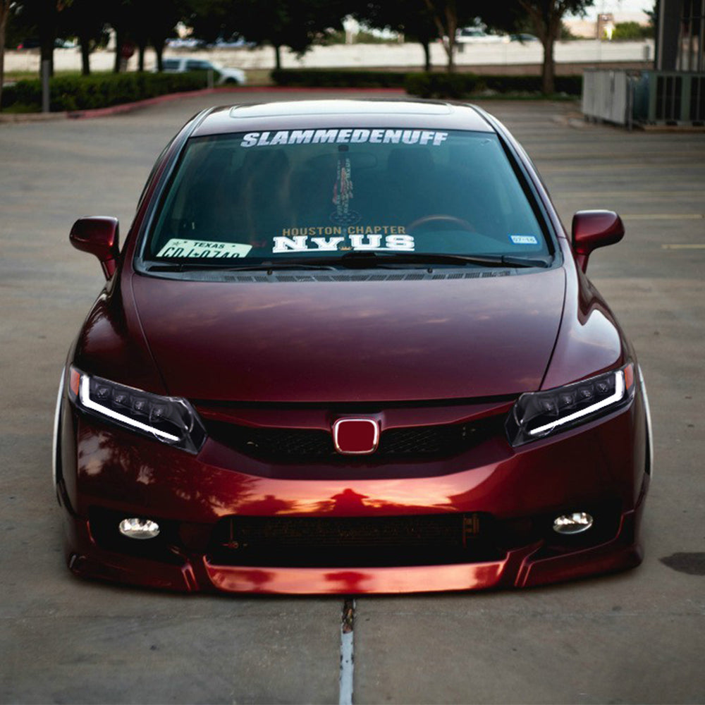 Full LED Headlights for Honda Civic 8th Gen (2006–2011) – 4-Door Sedan Assembly with DRL & Projector Lens