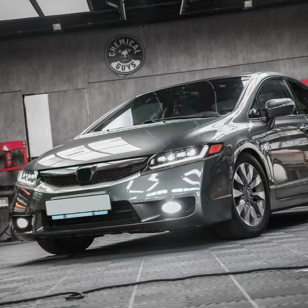 Full LED Headlights for Honda Civic 8th Gen (2006–2011) – 4-Door Sedan Assembly with DRL & Projector Lens