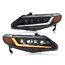 Load image into Gallery viewer, Full LED Headlights for Honda Civic 8th Gen (2006–2011) – 4-Door Sedan Assembly with DRL &amp; Projector Lens